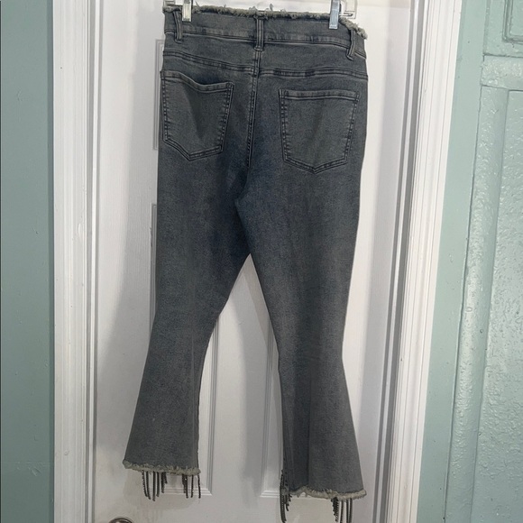 VENUS Gray Flare Jeans with Fringe Accent - Picture 7 of 7